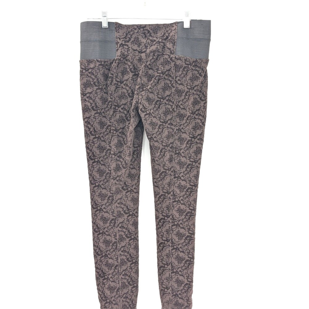 One 5 One Brown Paisley Print Mid Rise Elastic Stretch Leggings Size Med 32x27
